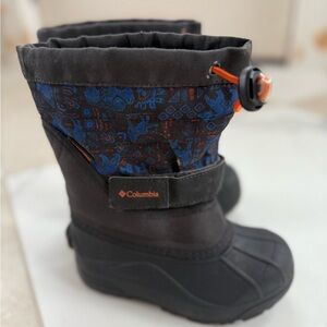 Columbia Kids' Black and Blue  powderbug plus Winter Boots boys size 11